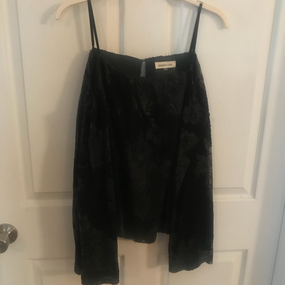 Sugar Lips Sequin Cold Shoulder Top